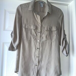 H&M button up blouse- stone gray